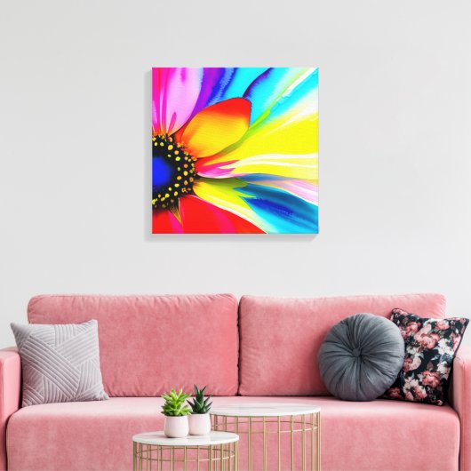 Regenboog Waterverf Flower Stretched Canvas (Insitu (Woonkamer))
