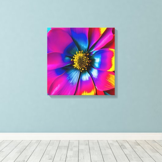 Regenboog Waterverf Flower Stretched Canvas (Insitu (Houten vloer))