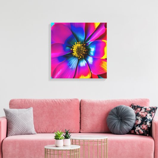 Regenboog Waterverf Flower Stretched Canvas (Insitu (Woonkamer))