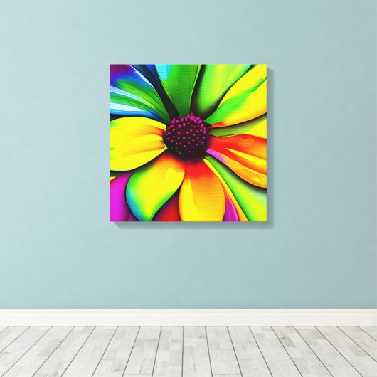 Regenboog Waterverf Flower Stretched Canvas (Insitu (Houten vloer))