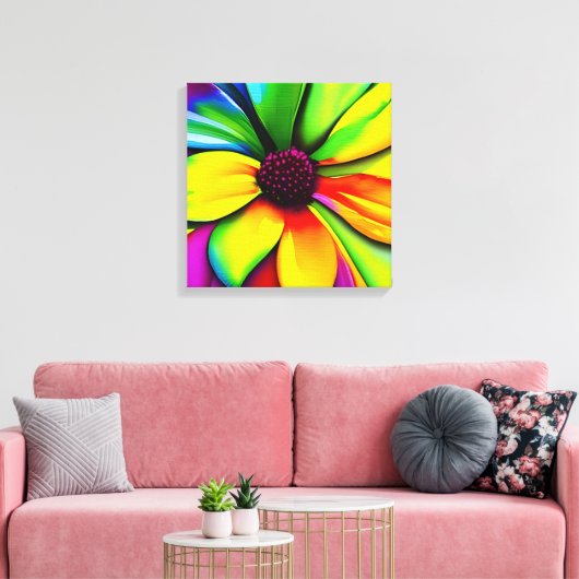 Regenboog Waterverf Flower Stretched Canvas (Insitu (Woonkamer))