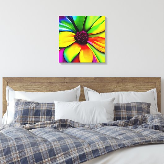 Regenboog Waterverf Flower Stretched Canvas (Insitu (Slaapkamer))