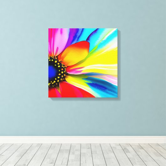 Regenboog Waterverf Flower Stretched Canvas (Insitu (Houten vloer))