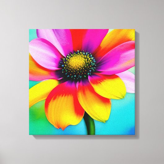 Regenboog Waterverf Flower Stretched Canvas Afdruk (Voorkant)