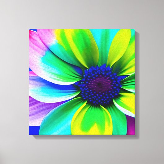 Regenboog Waterverf Flower Stretched Canvas Afdruk (Voorkant)