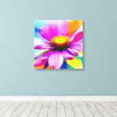 Regenboog Waterverf Flower Stretched Canvas Afdruk (Insitu (Houten vloer))