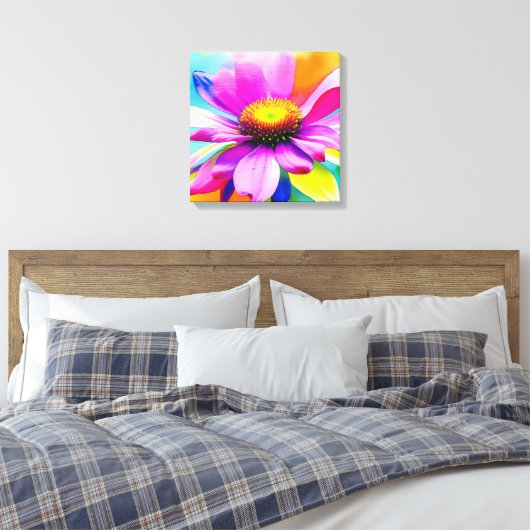 Regenboog Waterverf Flower Stretched Canvas Afdruk (Insitu (Slaapkamer))