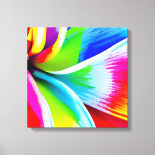 Regenboog Waterverf Flower Stretched Canvas Afdruk