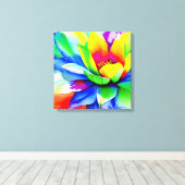 Regenboog Waterverf Flower Stretched Canvas Afdruk (Insitu (Houten vloer))