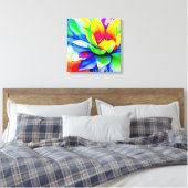 Regenboog Waterverf Flower Stretched Canvas Afdruk (Insitu (Slaapkamer))