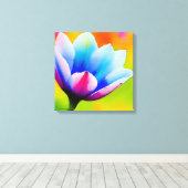 Regenboog Waterverf Flower Stretched Canvas Afdruk (Insitu (Houten vloer))