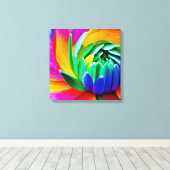 Regenboog Waterverf Flower Stretched Canvas Afdruk (Insitu (Houten vloer))