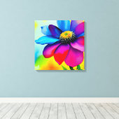 Regenboog Waterverf Flower Stretched Canvas Afdruk (Insitu (Houten vloer))