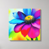 Regenboog Waterverf Flower Stretched Canvas Afdruk (Voorkant)