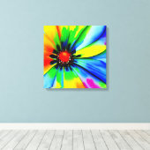 Regenboog Waterverf Flower Stretched Canvas Afdruk (Insitu (Houten vloer))