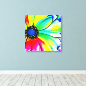 Regenboog Waterverf Flower Stretched Canvas Afdruk (Insitu (Houten vloer))