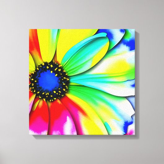 Regenboog Waterverf Flower Stretched Canvas Afdruk (Voorkant)