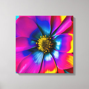 Regenboog Waterverf Flower Stretched Canvas Afdruk