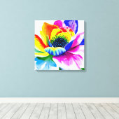 Regenboog Waterverf Flower Stretched Canvas Afdruk (Insitu (Houten vloer))