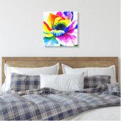 Regenboog Waterverf Flower Stretched Canvas Afdruk (Insitu (Slaapkamer))