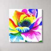 Regenboog Waterverf Flower Stretched Canvas Afdruk (Voorkant)