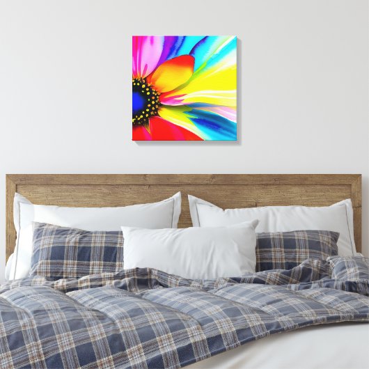 Regenboog Waterverf Flower Stretched Canvas Afdruk (Insitu (Slaapkamer))