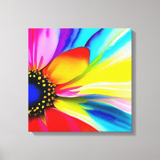 Regenboog Waterverf Flower Stretched Canvas Afdruk (Voorkant)