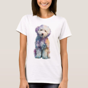 Regenboog Waterverf Fluffy Poodle Puppy Vrouwen T-shirt