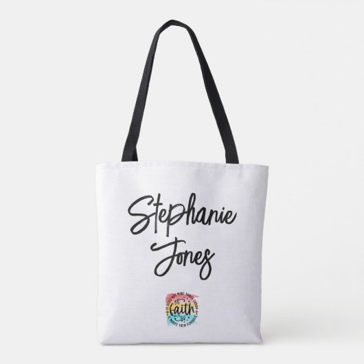 Regenboog Waterverf Geloof Lucas 1:37 Christelijke Tote Bag (Achterkant)