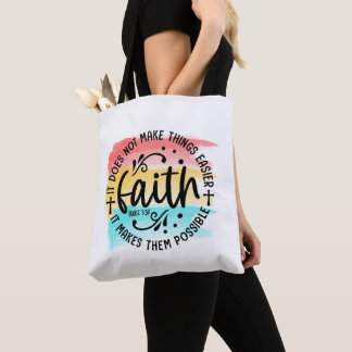 Regenboog Waterverf Geloof Lucas 1:37 Christelijke Tote Bag
