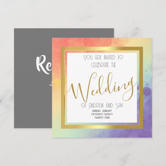 Regenboog Waterverf & Goud Kaart (Voorkant / Achterkant)