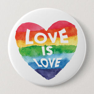 Regenboog Waterverf hart Liefde is Liefde Knop Ronde Button 4,0 Cm