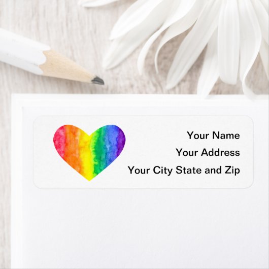 Regenboog Waterverf Hart wassen Etiket (Insitu)