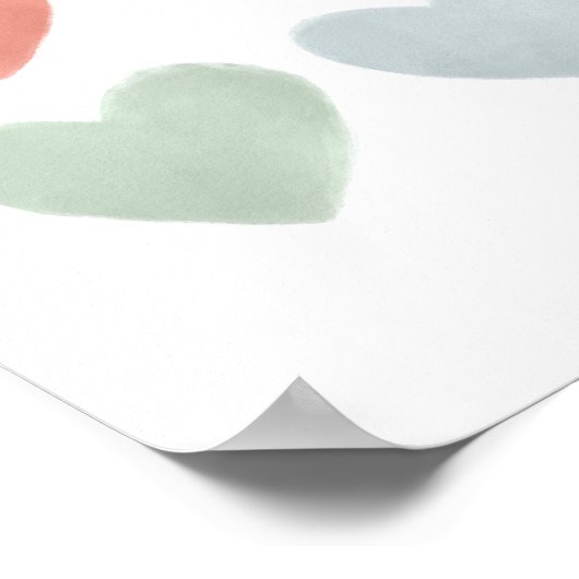 Regenboog Waterverf Harten Babykamer Poster (Hoek)