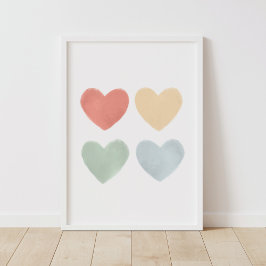 Regenboog Waterverf Harten Kraam Poster