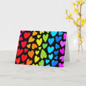 Regenboog Waterverf Harten Patroon Kaart (Gele Bloem)