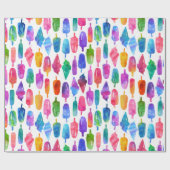 Regenboog Waterverf Ice Cream Kegel Popsicles Kind Cadeaupapier (Vlak)