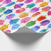 Regenboog Waterverf Ice Cream Kegel Popsicles Kind Cadeaupapier (Hoek)
