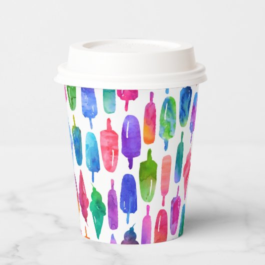 Regenboog Waterverf Ice Cream Popsicle Verjaardag Papieren Bekers (Links)