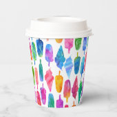 Regenboog Waterverf Ice Cream Popsicle Verjaardag Papieren Bekers (Achterkant)