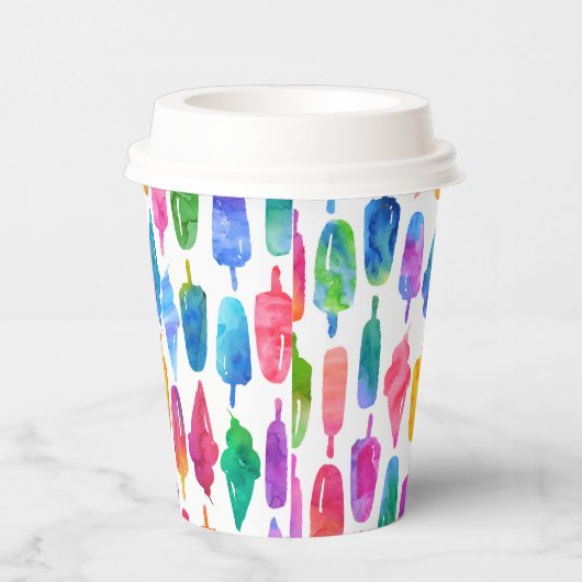 Regenboog Waterverf Ice Cream Popsicle Verjaardag Papieren Bekers (Rechts)