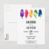 Regenboog Waterverf ijsijsjes Verjaardag Uitnodiging Briefkaart (Voorkant / Achterkant)
