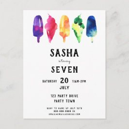 Regenboog Waterverf ijsijsjes Verjaardag Uitnodiging Briefkaart