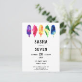 Regenboog Waterverf ijsijsjes Verjaardag Uitnodiging Briefkaart (Staand voorkant)