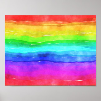 Regenboog Waterverf inktstrepen Poster