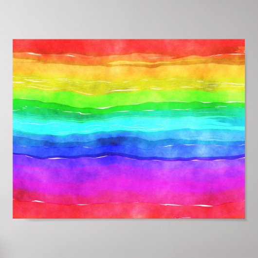 Regenboog Waterverf inktstrepen Poster (Voorkant)