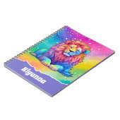 Regenboog Waterverf Leeuw met Faux Glitter Custom Notitieboek (Linkerzijde)