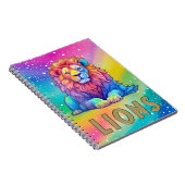 Regenboog Waterverf Leeuw met Faux Glitter en Goud Notitieboek (Rechterzijde)