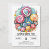 Regenboog Waterverf Lollipop Verjaardag Kaart (Voorkant)