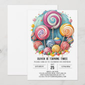 Regenboog Waterverf Lollipop Verjaardag Kaart (Voorkant / Achterkant)